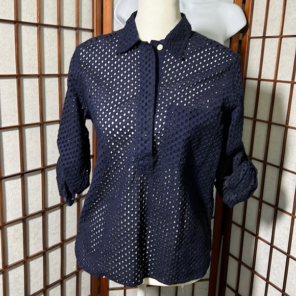 Gap Rolled Sleeve Henley Navy XS - Picture 1 of 8